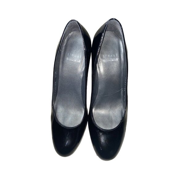 Stuart Weitzman Black Patent Leather Round Toe Pumps Heels Size 5.5 - Picture 9 of 12
